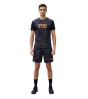 2-Piece ON THAT ASS Team Men's Sports Set - Marble Gym Outfit with T-Shirt & Shorts - Black/Orange