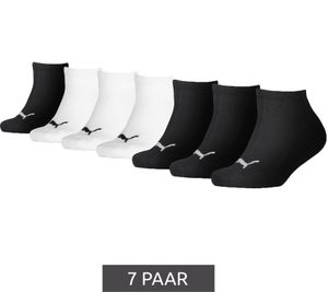 7 Paar PUMA Kids Sneaker Baumwoll-Socken Mädchen und Jungen Baumwoll-Strümpfe mit flacher Naht 701222093 001 Schwarz/Weiß
