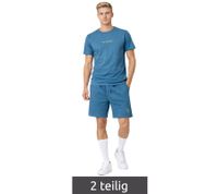2-teiliges ON THAT ASS Herren Summer Set aus Baumwolle T-Shirt & Shorts bequemes Sommer-Outfit im modernen Stil Blau/Lime