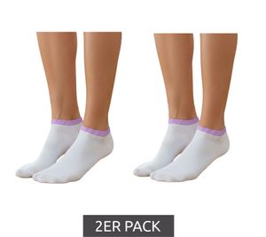 2-Pack Women's Sneaker Socks, 90 Denier, Opaque & Warm Cotton Socks, White/Purple