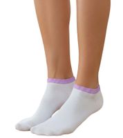 Lot de 2 paires de chaussettes de sport pour femme, 90 deniers, opaques et chaudes en coton, blanches et violettes