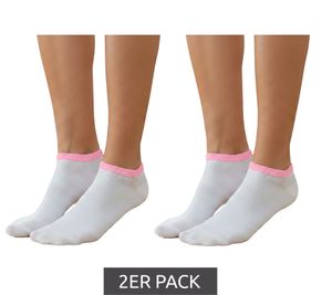 2-Pack Women's Sneaker Socks, 90 Denier, Opaque & Warm Cotton Socks, White/Pink
