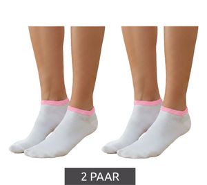 Lot de 2 paires de chaussettes de sport pour femme, 90 deniers, opaques et chaudes en coton, blanches et roses