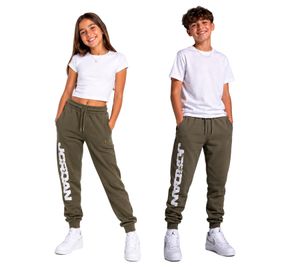 kuschelige NIKE Jordan Flight MPV Kinder Jogging-Hose mit Jordan-Logo Mädchen und Jungen Baumwoll-Jogger 95D229-E6F Grün