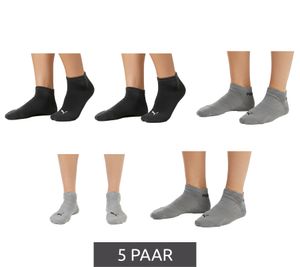 Lot de 5 paires de chaussettes PUMA unisexes en coton, coutures plates, référence 100003751 005, coloris anthracite/gris/gris clair