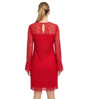 Robe courte élégante en dentelle pour femme, manches longues bouffantes, robe de soirée rouge 912856