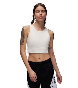 NIKE Jordan Women's Crop Top Tank Top with Jordan Logo, Sports Shirt, Cotton Shirt DX4700-133 White