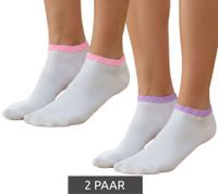 2 Pairs of Women's Sneaker Socks, 90 Denier, Opaque & Warm Cotton Socks, White/Pink or White/Lilac