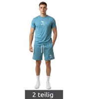 2-Piece ON THAT ASS Zane Men's Sports Set Performance Set Gym Outfit with T-Shirt & Shorts Blue