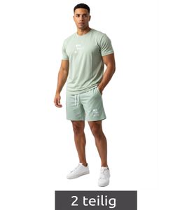2-teiliges ON THAT ASS Zane Herren Sport-Set Trainings-Set Gym Outfit mit T-Shirt & Shorts Grün