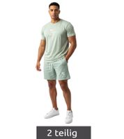 2-teiliges ON THAT ASS Zane Herren Sport-Set Trainings-Set Gym Outfit mit T-Shirt & Shorts Grün