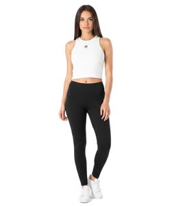 Camiseta sin mangas ligera de punto acanalado para mujer adidas, top corto, camiseta de algodón, camiseta deportiva IY9648 blanca