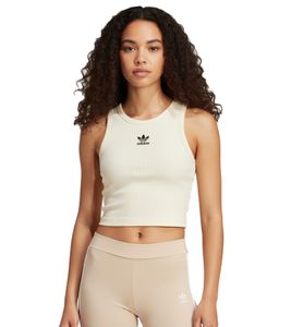 Camiseta sin mangas ligera de punto acanalado adidas Cloud para mujer, top corto de algodón, camiseta deportiva IY9648, blanca
