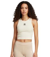Débardeur court côtelé léger adidas Cloud pour femme, en coton, blanc, référence IY9648