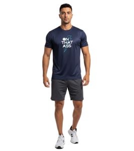 Modernes ON THAT ASS Charlie Herren Sport T-Shirt Fitness Performance Shirt mit stylischem Design Dunkelblau