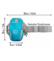 Echelon Lime Sportarmband-Tasche fürs Handy mit Kopfhöreröffnung Jogging-Armband Handy-Hülle 30cm Armumfang Blau