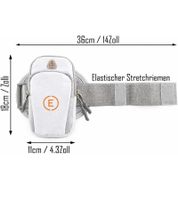 Echelon Lime Sportarmband-Tasche fürs Handy mit Kopfhöreröffnung Jogging-Armband Handy-Hülle 30cm Armumfang Weiß