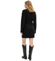 kuscheliges Damen Strick-Kleid langärmliges Mini-Kleid mit Gürtel 921406 Schwarz