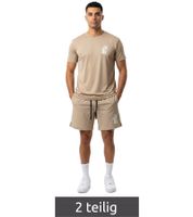 2-teiliges ON THAT ASS Reno Herren Sport-Set Performance Set Gym Outfit mit T-Shirt & Shorts Khaki