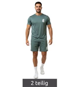 2-teiliges ON THAT ASS Reno Herren Sport-Set Trainings-Set Gym Outfit mit T-Shirt & Shorts Grün