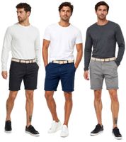klassische 11 PROJECT PRFribus Herren Chino Shorts inkl. Gürtel mit Knopf und Reißverschluss Shorts 20714807ME in Blau, Schwarz oder Grau