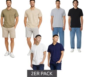 Pack de 2 polos clásicos de algodón BLEND para hombre (20718074) en blanco/azul, beige/marrón o gris/negro