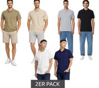 Lot de 2 polos classiques BLEND en coton pour homme (réf. 20718074) : blanc/bleu, beige/marron ou gris/noir