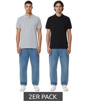 Lot de 2 polos classiques BLEND en coton pour homme (réf. 20718074) : blanc/bleu, beige/marron ou gris/noir