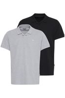 Lot de 2 polos classiques BLEND en coton pour homme (réf. 20718074) : blanc/bleu, beige/marron ou gris/noir