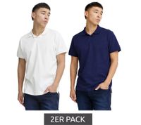 Lot de 2 polos classiques BLEND en coton pour homme (réf. 20718074) : blanc/bleu, beige/marron ou gris/noir