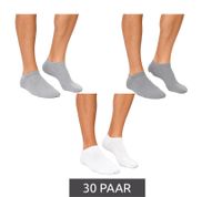 nachhaltige 30 Paar Herren Baumwoll-Socken schlichte Sneaker-Socken Kurz-Socken Strümpfe Grau/Weiß/Hell-Grau