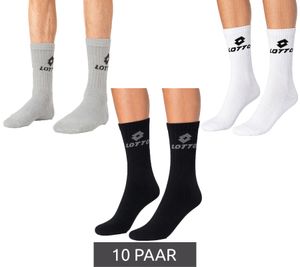 10 pares de calcetines deportivos LOTTO para hombre y mujer - Calcetines de entrenamiento, tenis y algodón - Blanco, gris o negro