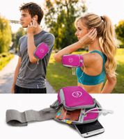 Fascia sportiva da braccio Echelon Lime per cellulari con apertura per auricolari, ideale per jogging e per proteggere il telefono, circonferenza del polso fino a 30 cm, disponibile nei colori rosa, blu, grigio o nero.