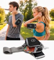 Fascia sportiva da braccio Echelon Lime per cellulari con apertura per auricolari, ideale per jogging e per proteggere il telefono, circonferenza del polso fino a 30 cm, disponibile nei colori rosa, blu, grigio o nero.