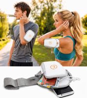 Fascia sportiva da braccio Echelon Lime per cellulari con apertura per auricolari, ideale per jogging e per proteggere il telefono, circonferenza del polso fino a 30 cm, disponibile nei colori rosa, blu, grigio o nero.