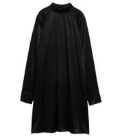 Vestido femenino de mezcla de viscosa, minivestido con bolsillos laterales de parche, vestido de noche 955000 Negro