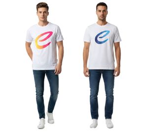 farbenfrohes Formula E Herren T-Shirt Baumwoll-Shirt mit buntem Formula E Logo Sommer-Shirt 701223579 Weiß/Blau oder Weiß/Pink/Gelb