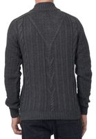 Klassische Herren Grobstrick Strick-Jacke mit Stehkragen und Knopfleiste Struktur-Cardigan 13401 Schwarz, Marine-Blau oder Grau