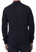 Klassische Herren Grobstrick Strick-Jacke mit Stehkragen und Knopfleiste Struktur-Cardigan 13401 Schwarz, Marine-Blau oder Grau