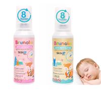Brunoko Anti-Mücken-Spray für Babys schützt vor Mücken und Bettwanzen geeignet für Körper und Gesicht von Säuglingen Baby-Lotion 8 Stunden Schutz vor Tigermücken 100ml Rosa oder Grün