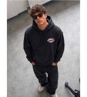 Felpa con cappuccio da uomo ON THAT ASS Vince, in cotone con tasca a marsupio, nero