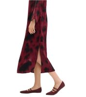 Abito midi da donna in raso con stampa astratta, abito da sera 927049 Rosso/Nero