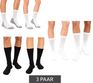 Lot de 3 paires de chaussettes SOCKSWEAR confortables et respirantes pour diabétiques (femmes et hommes), en coton avec bord-côtes confort, blanches, noires ou blanches/grises.
