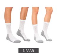Lot de 3 paires de chaussettes SOCKSWEAR confortables et respirantes pour diabétiques (femmes et hommes), en coton avec bord-côtes confort, blanches, noires ou blanches/grises.