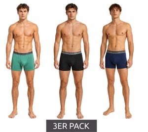 zeitloses 3er Pack TRUE style Herren Boxershorts nachhaltige Baumwoll-Unterhose 7657083 Schwarz/Grün/Dunkelblau