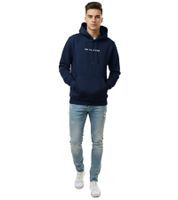 kuscheliger ON THAT ASS Xavier Herren Hoody Kapuzen-Pullover Baumwoll-Sweater mit Kängurutasche Fleece gefüttert Hoodie Navy-Blau