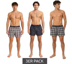 klassisches 3er Pack TRUE style Herren Boxershorts nachhaltige Baumwoll-Shorts 8977686 Blau-kariert/Weiß-kariert/Dunkelblau
