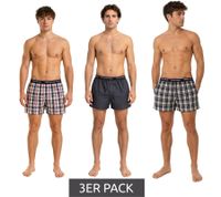 klassisches 3er Pack TRUE style Herren Boxershorts nachhaltige Baumwoll-Shorts 8977686 Blau-kariert/Weiß-kariert/Dunkelblau