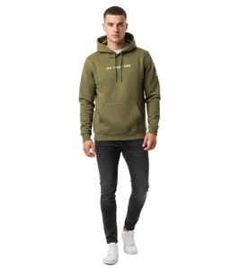 ON THAT ASS Xavier Herren Hoody Kapuzen-Pullover Baumwoll-Sweater mit Kängurutasche Fleece gefüttert Hoodie Oliv-Grün