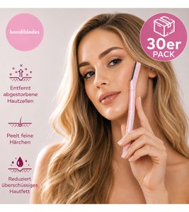 30er Sparpack bondiblades Damen Derma Razor Dermaplaning-Rasierer zur Entfernung von Flaumhaaren nachhaltige Gesichtsrasierer Rosa